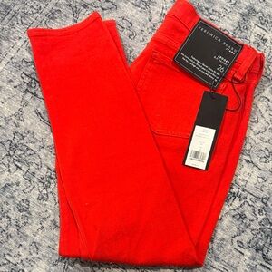 Veronica Beard Brooke Skinny Crop Bright Red Denim Pants